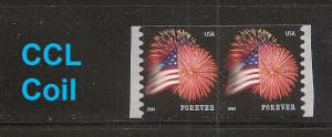 US 4853 Star-Spangled Banner forever coil pair CCL MNH 2014