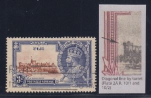 Fiji, SG 244f, used Diagonal Line by Turret variety