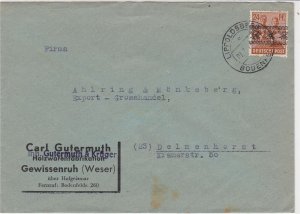 Germany Lippoldsberg 1948 Allied Occupation Stamps Cover to Delmenhorst Rf 32351