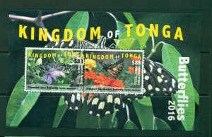 Tonga  #CE12a (2015 High Value Butterfly sheet of two) VFMNH CV $150.00