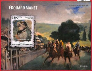A1644 CENTRAL AFRICAN - ERROR: MISSPERF SOUVENIR S - 2019, E. Manet, Art, Horses