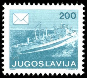 YUGOSLAVIA Sc 1807 XF/MNH - 1986 200d - Freighter in High Seas - Well Centered