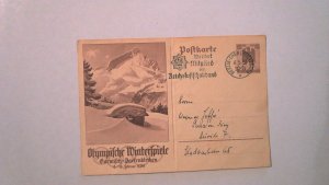 GERMANY 1936 WINTER OLYMPIC POSTAL CARD