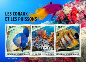 C A R - 2023 - Corals & Fishes - Perf 3v Sheet  - Mint Never Hinged