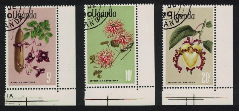 Uganda Flowers 3v The highest values Corners 1969 CTO SG#143-145