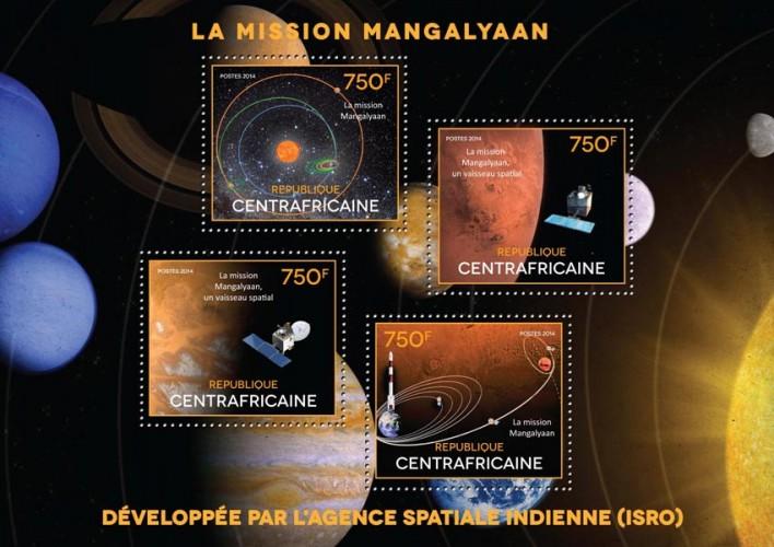 CENTRAFRICAINE 2014 SHEET MISSION MANGALYAAN SPACE