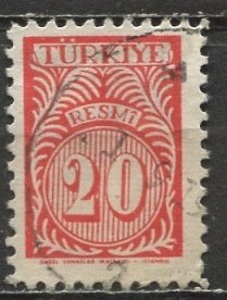 Turkey 1957: Sc. # O46; Used Single Stamp