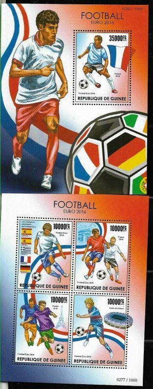 #9085 GUINEA,REP 2016 FOOTBALL SOCCER EUROCOPA 2016 MS+S/SHEET YV 7930-3 BL1845