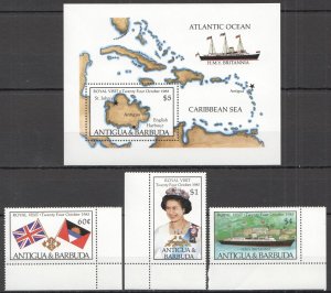 B0305 Antigua & Barbuda Ships Visit Elizabeth #895-97 Michel 12 Euro Bl+Set Mnh