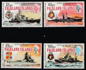 FAULKLAND ISLANDS 1974 35TH ANN. BATTLE OF RIVER PLATTE SET MH