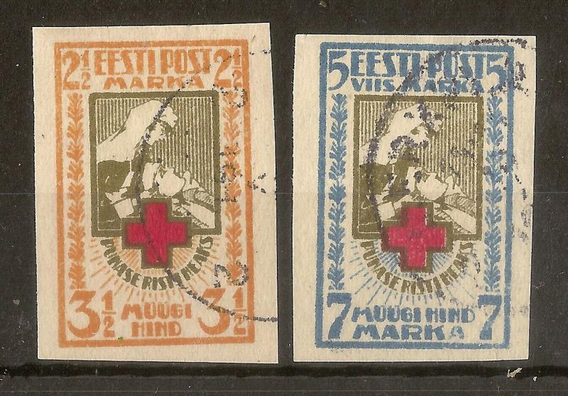 Estonia 1921 Red Cross Imperfs SG31A-32A Fine Used