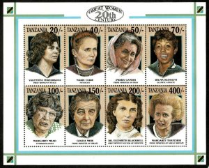 Tanzania 1993 - Great Women of the 20th Century - Sheet of 8v - Scott 998 - MNH