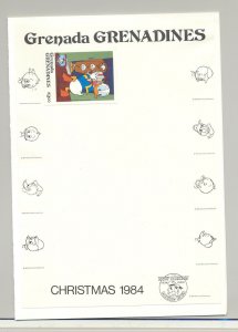 Grenada Grenadines #634 Disney Christmas Imperf Proof Attached to M/S Background