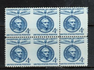 USA #1125a Very Fine Never Hinged Block Of Six **With Certificate**