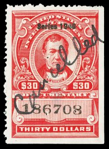 Scott R455 1946 $30.00 Dated Red Documentary Revenue Used VF