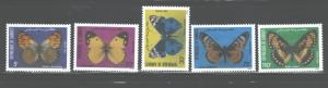 IVORY COAST 1984 BUTTERFLIES  #568 - 572 MNH