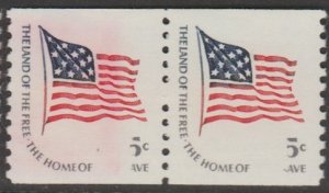 U.S. Scott Scott #1618c Flag Stamp - Mint NH Pair - Missing 1 on 15 Error