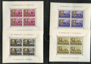 HUNGARY SCOTT#B198A/D CB1/1C FRANKLIN D ROOSEVELT SET OF 8 MINI SHEETS MINT NH