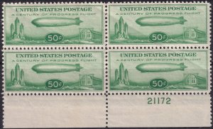 #C18 Mint NH, VF, Block of 4, plate number (CV $330+) (CV $75 - ID30377) - Jo...