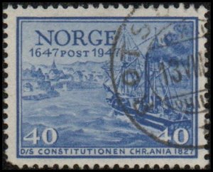Norway 284 - Used - 40o Mail Ship Constitution (1947)
