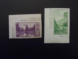 1933 # 750a & 751a 1934 National Parks Singles from Souvenir Sheets MNH OG