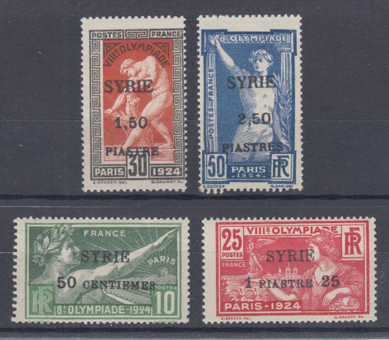 Syria Sc 133-136 MLH. 1924 Olympics, black overprints on stamps of France, F-VF