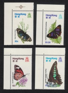 Hong Kong Butterflies 4v Corners 1979 MNH SC#354-357 SG#380-383 MI#353-356