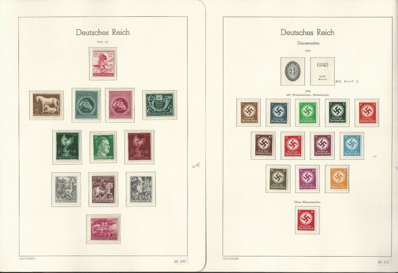 Germany Stamp Collection on 10 Hingless Lighthouse Pages, 1942-45 WWII, JFZ