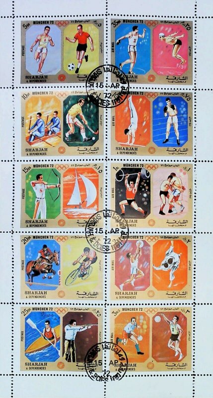 Sharjah 1972 Olympic Games Munich Used Sheet 15421