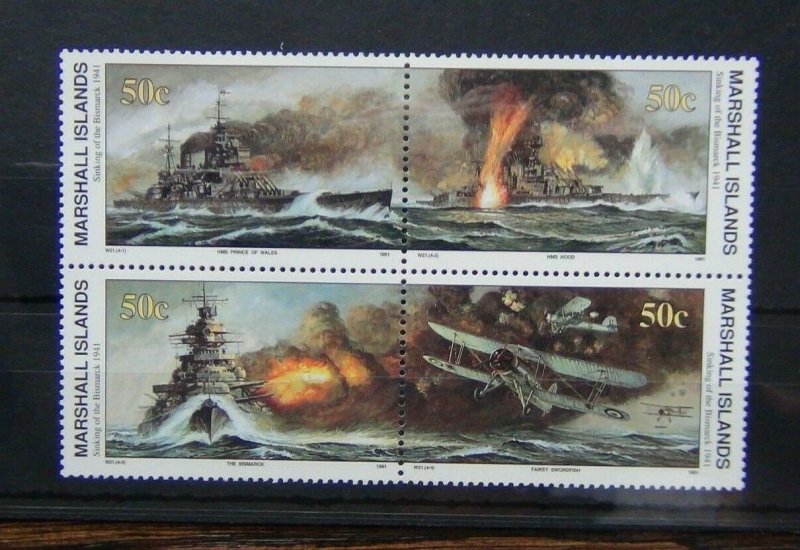 Marshall Islands 1991 Sinking of the Bismark set MNH