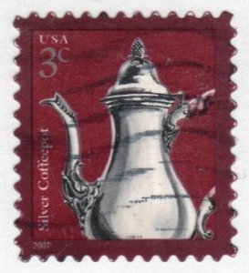 SC# 3754 - (3c) - Silver Coffeepot, dated 2007 - used single off paper