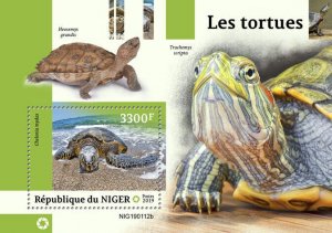 Niger 2019 MNH Turtles Stamps Reptiles Green Sea Turtle 1v S/S 