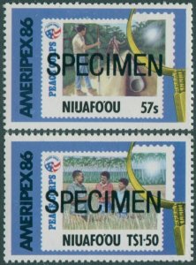 Niuafo'ou 1986 SG82-83 Ameripex Stamp Exhibition SPECIMEN in black set MNH