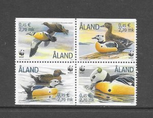 BIRDS - ALAND #185  WWF DUCKS  MNH