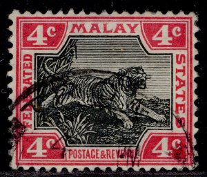 MALAYSIA - Federated Malay EDVII SG36f, 4c jet-black & rose, FINE USED.