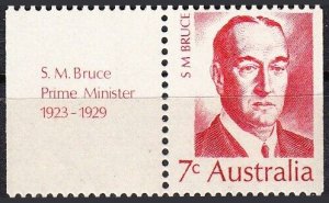 AUSTRALIA SG#508 Prime Minister S. M. Bruce with tab (1972) MNH