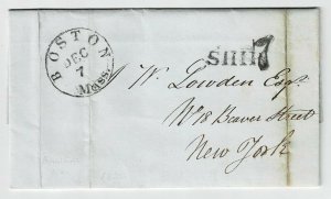 1852 incoming private ship letter from Halifax, NS, to New York