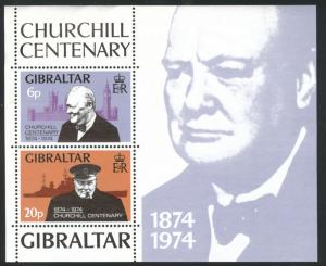 Gibraltar Scott 317a MNH** Churchill Centenary sheet 1974