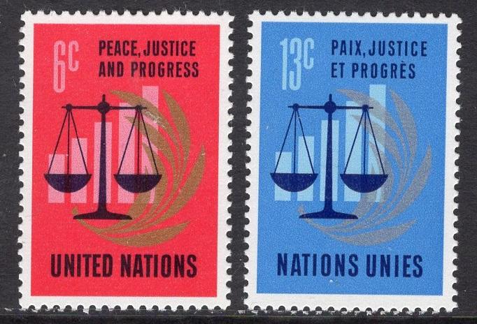 United Nations  New York  #213-214  1970  MNH  anniversary