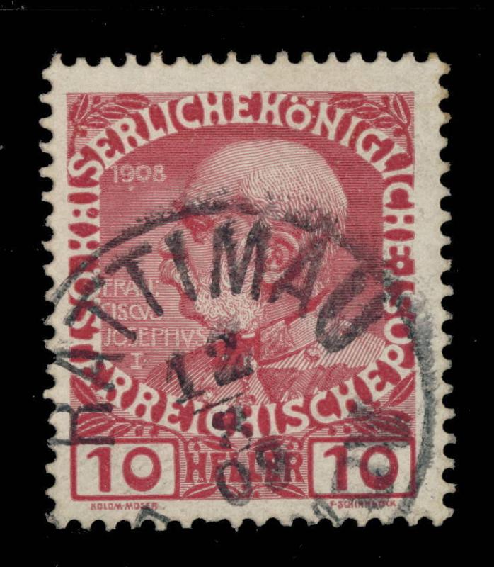 AUTRICHE / AUSTRIA 1908 Mi.144v used RATTIMAU (CZECH VRATIMOV, M.-SILESIA)