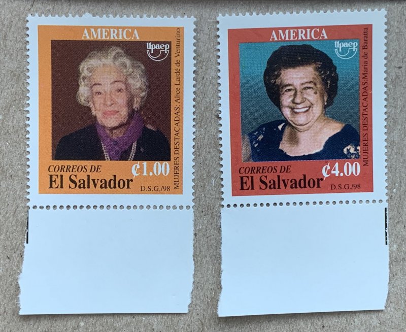 El Salvador 1998 Famous Women, MNH. Scott 1493-1494, CV $3.45