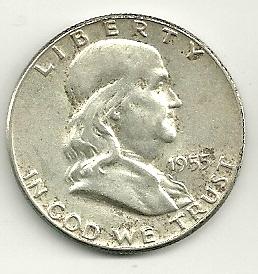 1955 - Franklin Half Dollar - About Uncirculated