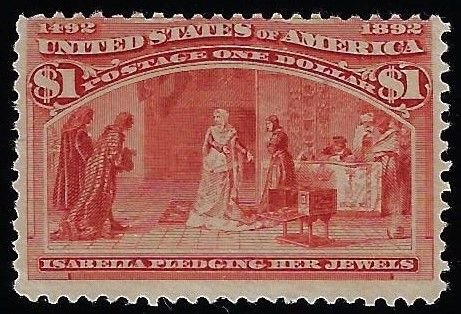 Scott #241 - $370.00 – Average-unused, NG – Ravishing rich color. Nice looking!