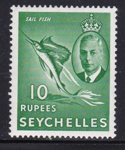 Album Treasures Seychelles Scott # 171 10r George VI Sail Fish MLH