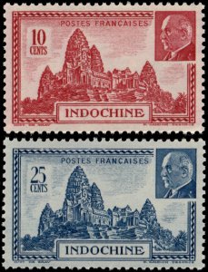 ✔️ VICHY FRANCE INDOCHINA 1941 - PETAIN & ANGKOR WAT - Sc 209/209A MNH [03P8]