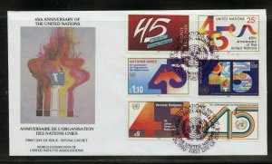 UN 1990 45th ANNIVERSARY  WFUNA CACHET BY ROBERT PEAK  ON 10 FIRST DAY COVERS 