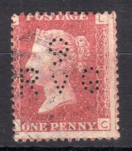 PENNY RED PLATE 191 WITH '9 R V G' PERFIN