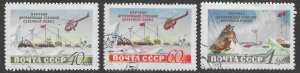 Russia Scott 1765-1767 CTO LH Arctic Research Station Set of 1955, helicopter