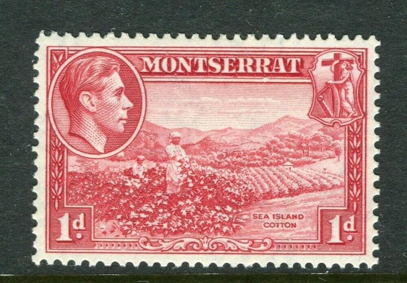MONTSERRAT; 1938 early GVI issue Mint hinged Shade of 1d. Perf 13 value