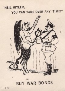 Patriotic WWII Devil Salutes Hitler Detroit MI 1945 Artist/Publisher Cover 2b